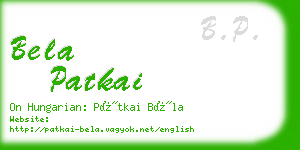 bela patkai business card